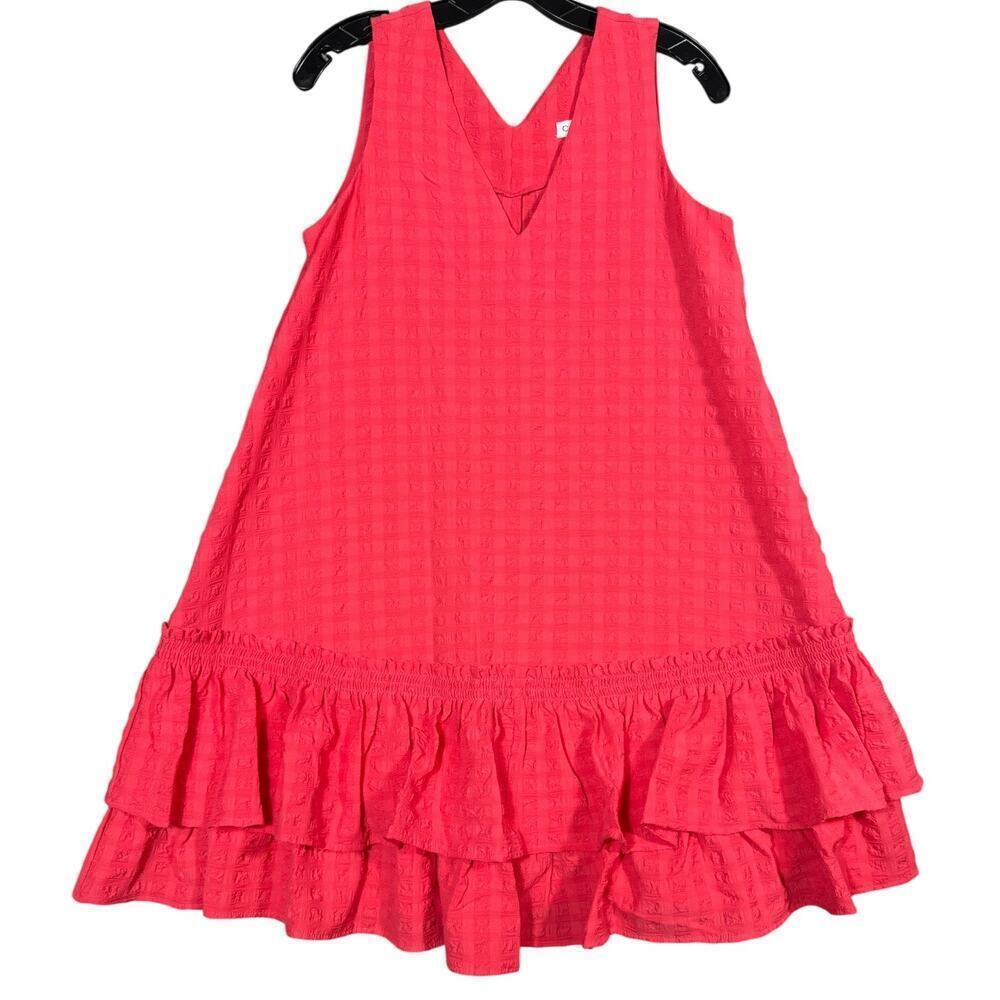 Calvin Klein Textured Coral Ruffle Hem Sleeveless Dress Size 6